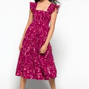 Hill House Pink Floral Midi Dress